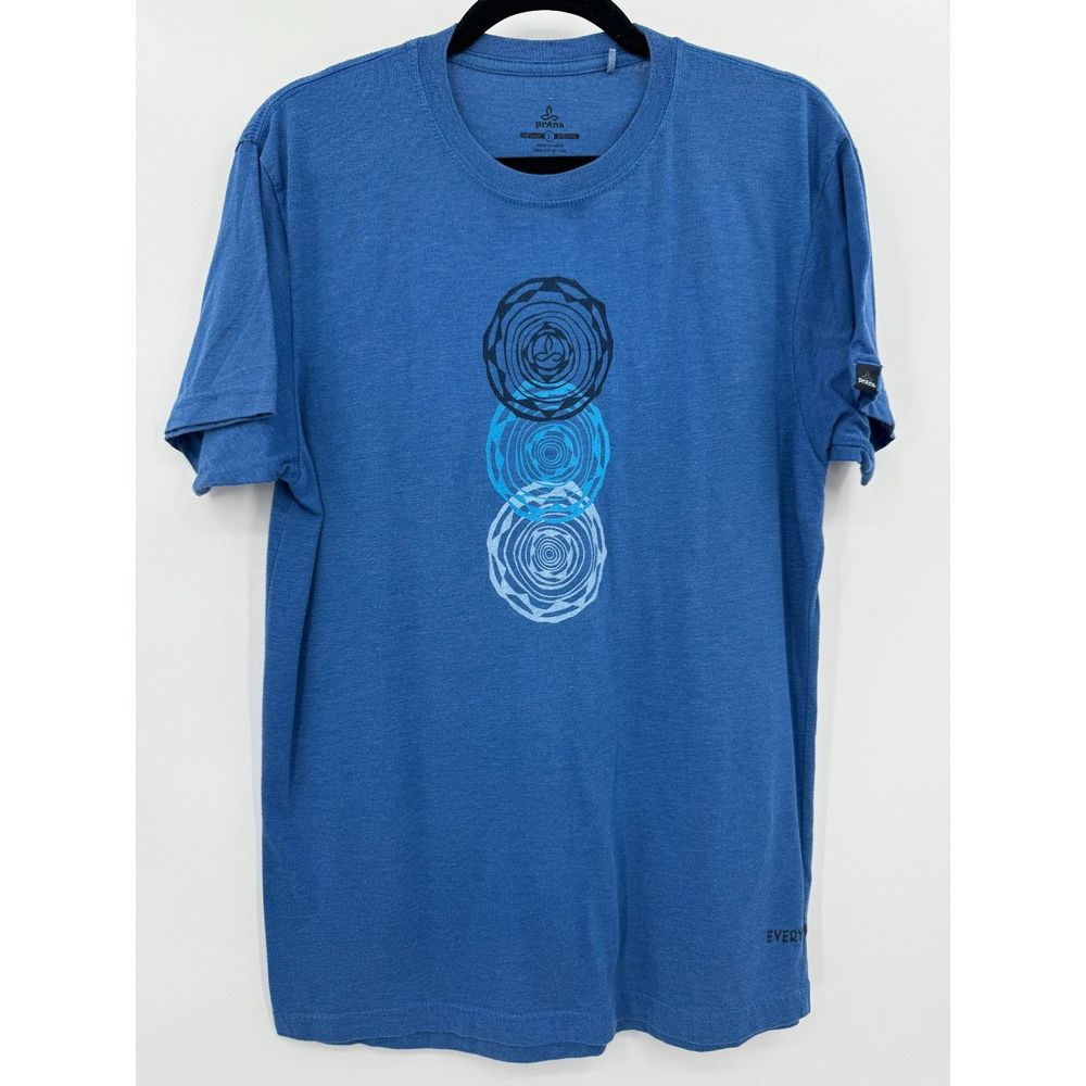 PRANA Everything is Linked Blue Graphic T Shirt Size L